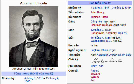 Sơ lượt thông tin về tổng thống Abraham Lincoln 634837391282130000 Sơ lượt thông tin về tổng thống Abraham Lincoln