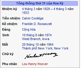 634994836068272010 Sơ lược thông tin về tổng thống Herbert Hoover